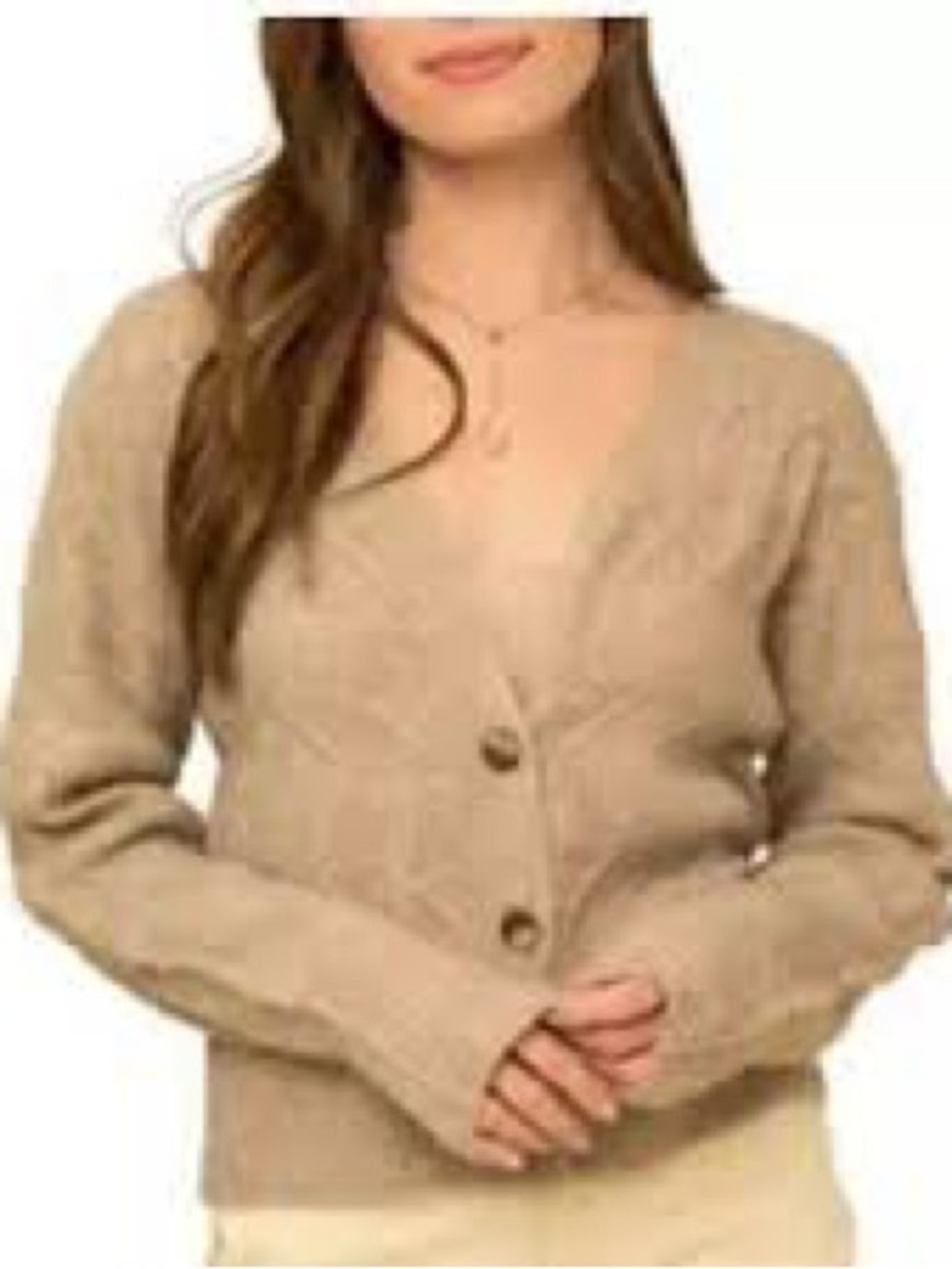 Gilli Tan Button-Front V-Neck Cardigan